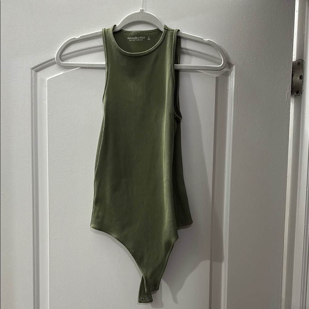 Green Ribbed Bodysuit